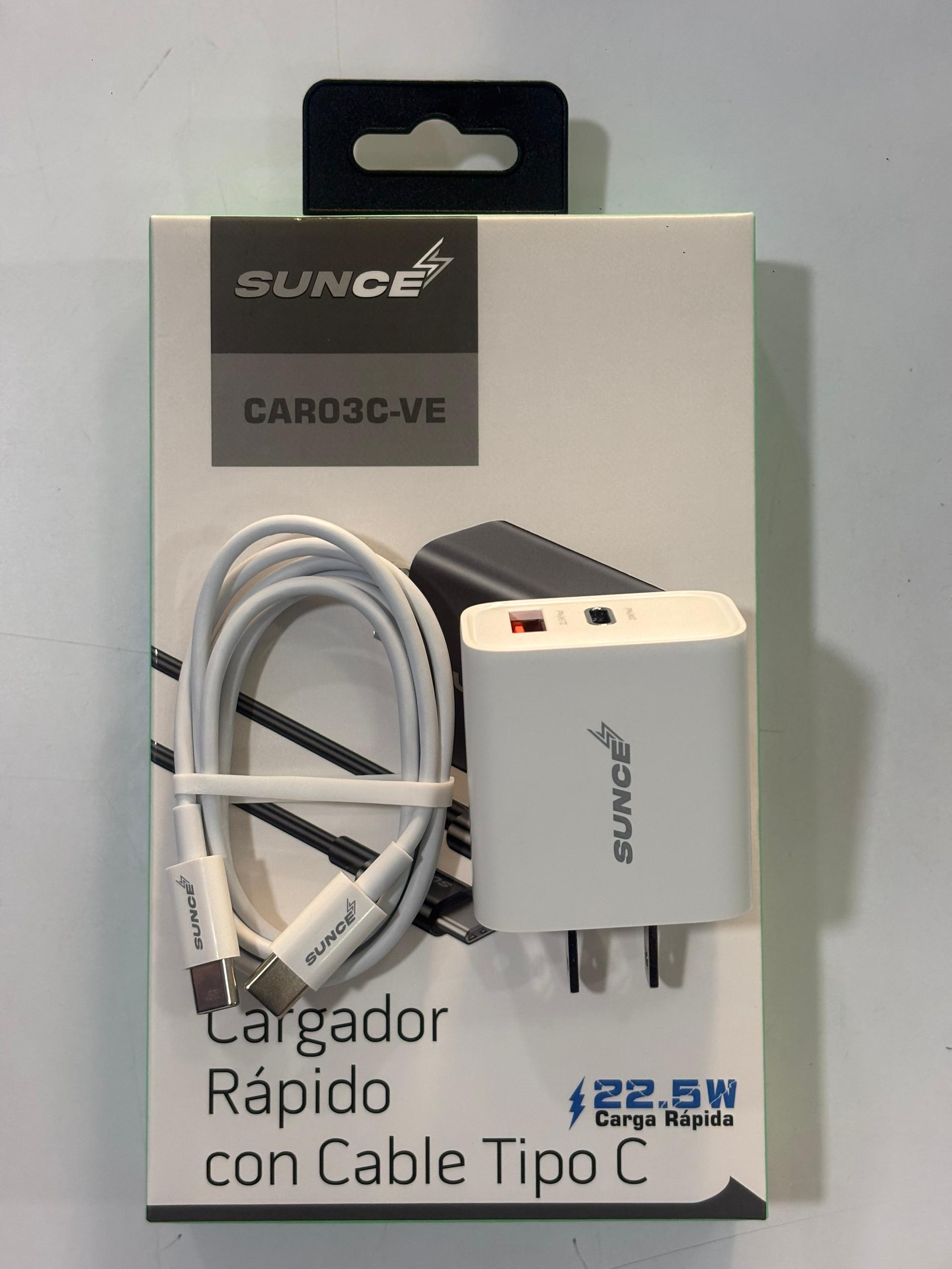 CARGADOR SUNCE DOBLE PUERTO TIPO C A TIPO C 22W BLANCO